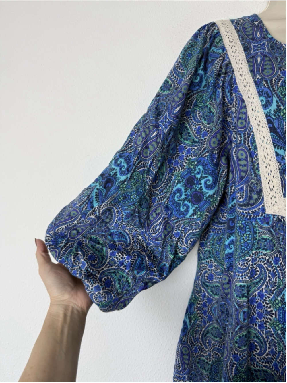 Anthropologie Lissa Paisley Boho Printed Shorts Romper Large Floral Peasant Lace - Picture 11 of 16